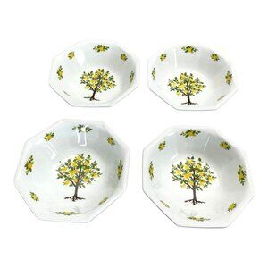Johnson Bros Lemon Tree Octagonal Soup Cereal Bowls 4PC Set Ironstone Vintage